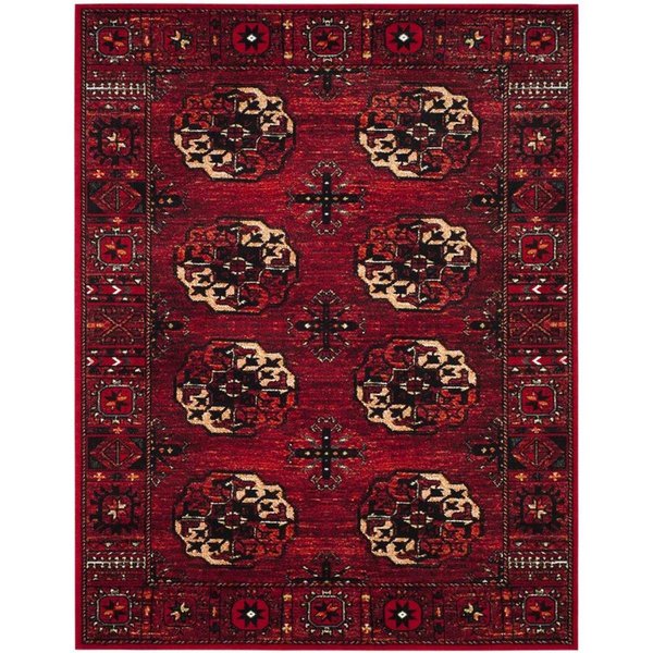 Flowers First 8 x 10 ft. Vintage Hamadan Power Loomed Area Rug, Red & Multi Color - Large Rectangle FL1860199